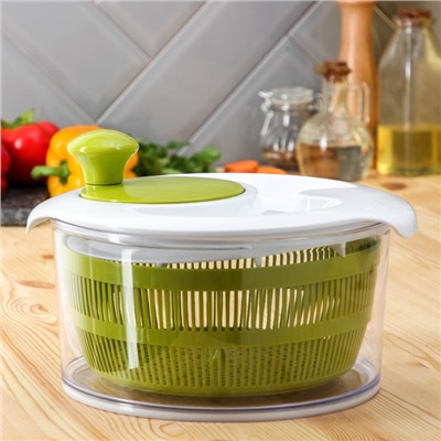 Овощерезка универсальная Доляна Fresh cook, 7 насадок, центрифуга для зелени, цвет белый/зелёный