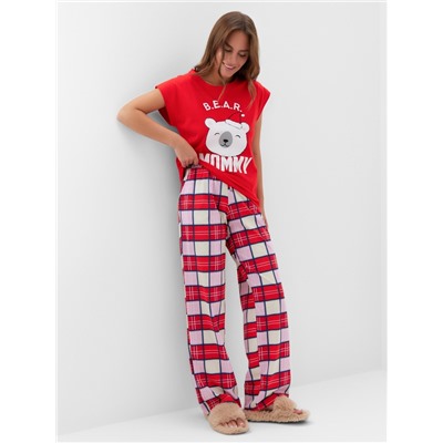 Пижама новогодняя женская (футболка, брюки) KAFTAN Bear, размер 52-54 49
