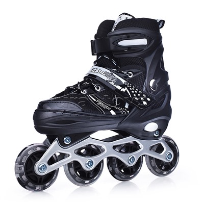 Ролики детские, размер S, черные (со шлемом и защитным снаряжением)