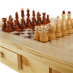Шахматный стол деревянный, с ящиком, размер 80×60×72 см