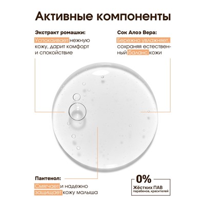 Детский гель для купания «Зверята», с соком алоэ и экстрактом ромашки, 250 мл, ULAB