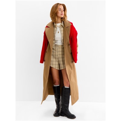 Костюм женский (блузка, шорты) MINAKU: Casual Collection, бежевая клетка, размер 42