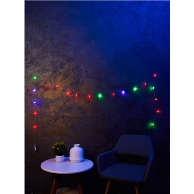 Гирлянда «Нить» 3 м с насадками «Звёзды», IP20, прозрачная нить, 20 LED, батарейки AAх3 (нет в комплекте), свечение мульти