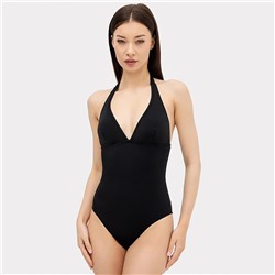 Купальник женский слитный с завязкой на шее, размер 50 (XL), чёрный