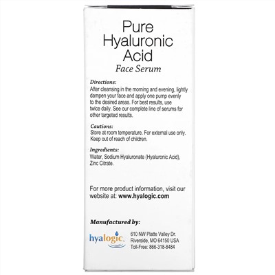 Hyalogic, Pure Hyaluronic Acid Face Serum, 1 fl oz (30 ml)