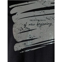 Нарядная футболка с принтом фольгой из премиального хлопка с эластаном