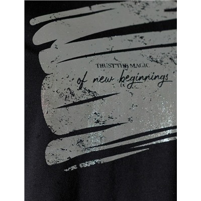 Нарядная футболка с принтом фольгой из премиального хлопка с эластаном