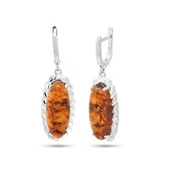 Серьги из серебра янтарь, СП30