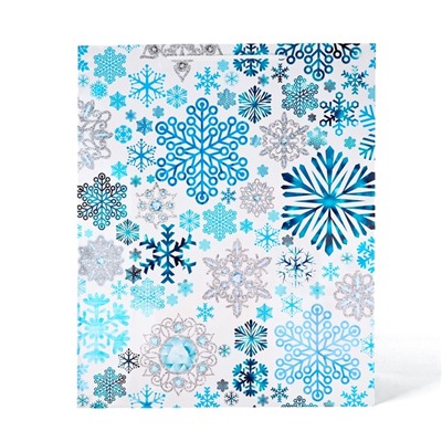 Пакет подарочный новогодний ламинированный «Снежинки», XL 40×49×19 см