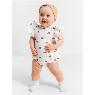 Комбинезон с рюшами Крошка Я Муслин, рост 62-68 см, молочный