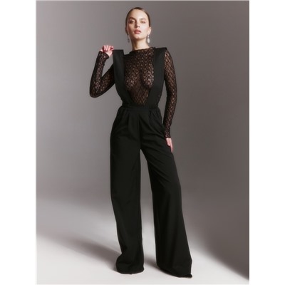 Брюки женские на лямках MINAKU: Casual Collection, чёрные, размер 42