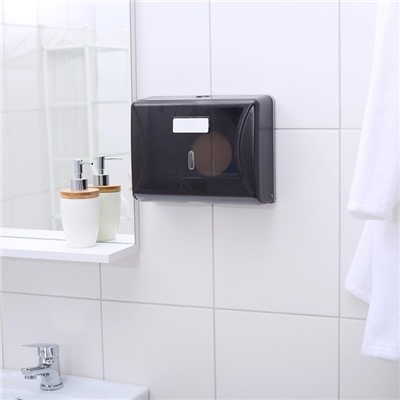 Диспенсер бумажных полотенец в листах, пластиковый, 27×20×10 см, серый