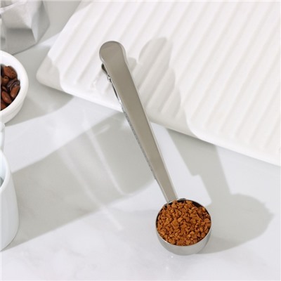 Ложка для кофе Доляна Aroma, с зажимом, серебристая