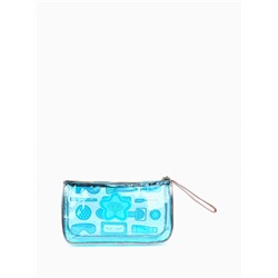 Косметичка на молнии для бассейна, большая, с ручкой, с ярким принтом, голубая
