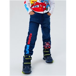 Брюки текстильные джинсовые утепленные флисом для мальчиков