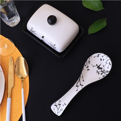 Маслёнка Доляна «Весенний вечер», 17×12.5×8.5 см, белая