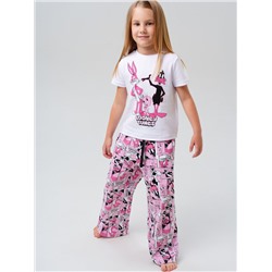 Комплект трикотажный для девочек: фуфайка (футболка), брюки