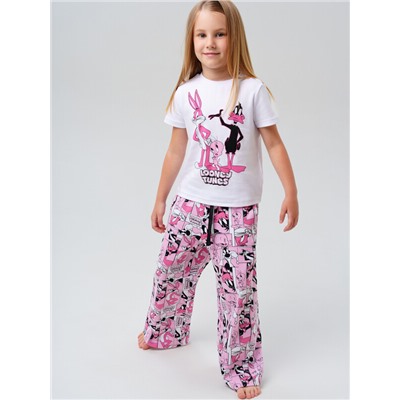 Комплект трикотажный для девочек: фуфайка (футболка), брюки