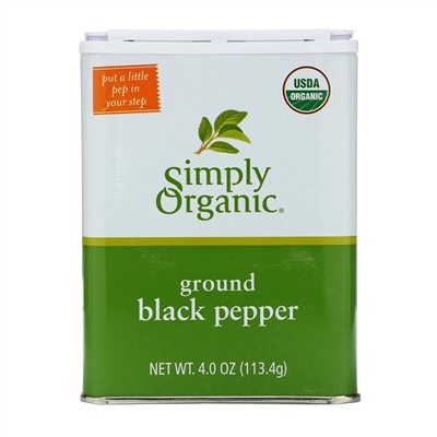 Simply Organic, Молотый черный перец, 113,4 г (4 унции)