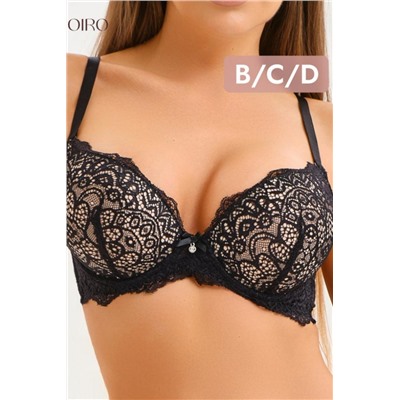 Бюстгальтер 20018 кружевной пушап OIRO (Черно-золотой)