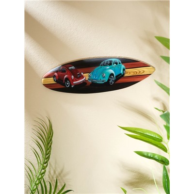 Панно «Доска для сёрфа Два жука», дерево, 40×11 см