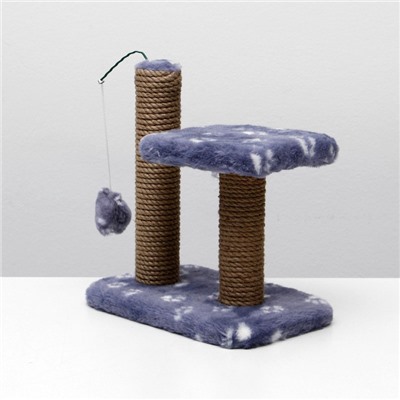 Когтеточка для котят двойная, 30×20×34 см, джут, серая с лапками