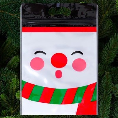 Пакет подарочный новогодний, с zip - lock застежкой, «Снеговик», 15×23±1 см