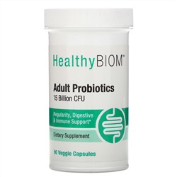 HealthyBiom, Пробиотики для взрослых, 15 млрд КОЕ, 90 растительных капсул