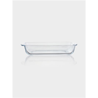 Форма для запекания Paşabahçe Borcam, 1.3/0.9 л, 28.6×16×5 см, с крышкой, прямоугольная, жаропрочное стекло, прозрачная