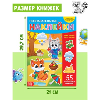 Книги с наклейками многоразовыми «Познавательные», набор 10 шт.