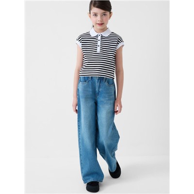 Брюки текстильные джинсовые для девочек