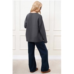 Женский лонгслив оверсайз из футера двухнитки Happyfox