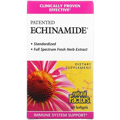 Natural Factors, Echinamide, запатентованная добавка, 60 мягких таблеток