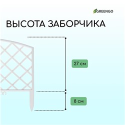 Ограждение декоративное, 35×220 см, 5 секций, пластик, белое, ROMANIKA, Greengo