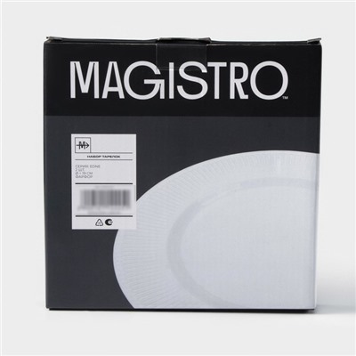 Тарелки Magistro Edne, 19×19×1.7 см, набор 2 шт., фарфор, белые