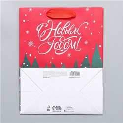 Пакет подарочный новогодний крафтовый New, MS 18×23×10 см