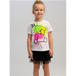 Комплект трикотажный для девочек: фуфайка (футболка), юбка-шорты