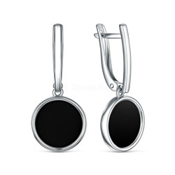Серьги из серебра с ониксом родированные 4-2156-2р442