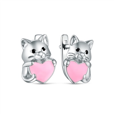 Серьги из серебра с эмалью и фианитами родированные 2313063