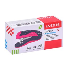 Степлер "MonoChrome" № 10 (мощность 12 листов, глубина скрепления 45 мм) пластиковый с каучуковой вставкой, в картонной коробке, черный с неоновым оранжевым