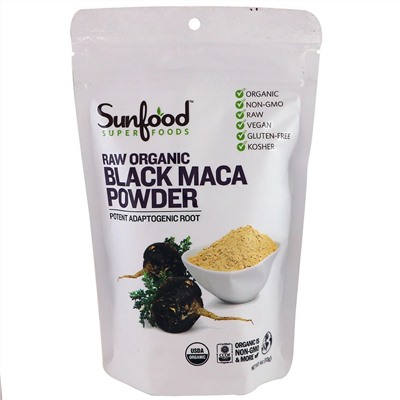 Sunfood, Порошок из необработанной органической черной маки, 113 г (4 унций)