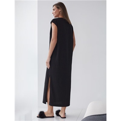Длинное прямое платье с разрезами из 100% хлопка