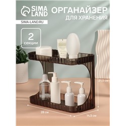 Органайзер для хранения, 2 секции, 28×14.5×21.5 см, чёрный, полупрозрачный