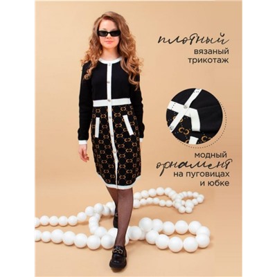 Платье для девочки вязанный трикотаж Соль&Перец SP50122 (Черный)