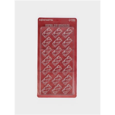 Форма для конфет и шоколада KONFINETTA «Косичка», 27.5×17.5×2.5 см, 21 ячейка 3.7×1.5×1.5 см, прозрачная