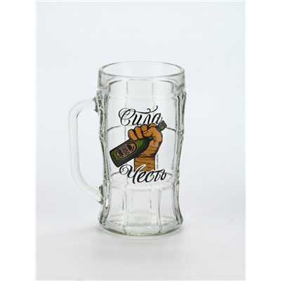 Кружка пивная стеклянная «Сила, честь», 500 мл, 18+