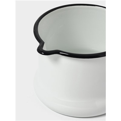 Ковш эмалированный, 1 л, без декора, белый