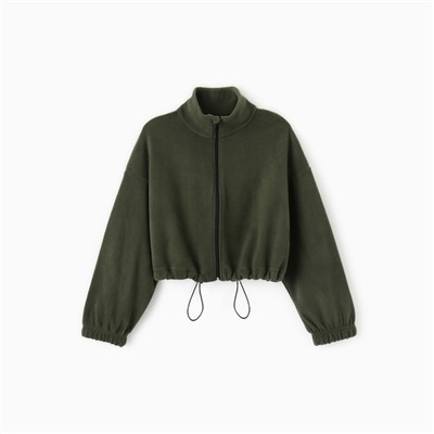 Толстовка флисовая для девочки MINAKU: Fleece Soft, зелёная, рост 164 см