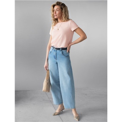 Базовая футболка полуприлегающая из премиального хлопка с эластаном