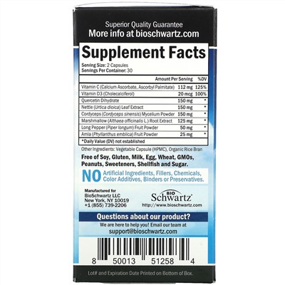 BioSchwartz, Advanced Formula Respiratory & Immune, Quercetin Bioflavonoid Blend , 60 Capsules